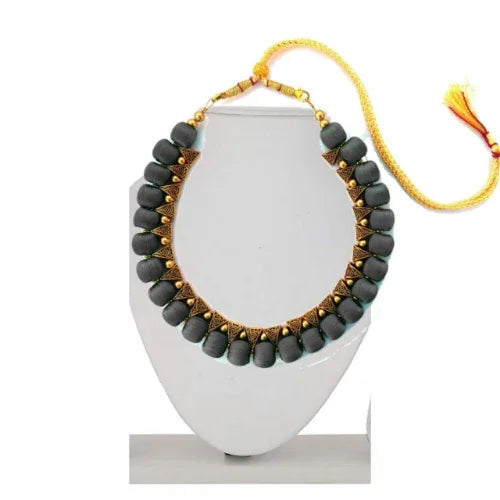 Silk Thread Fashion Necklace For Girls and Womens ( Grey ) - Orgoshops