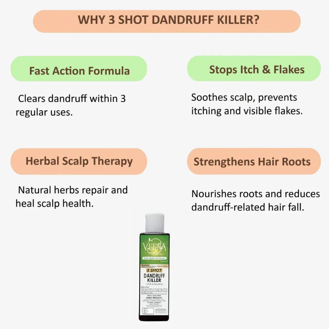 Veena 3 Shot Dandruff Killer - 100ml (Pack of 2) - Orgoshops