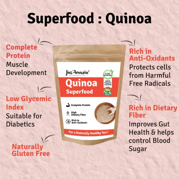 Jus Amazin Organic Quinoa (500g) | Single Ingredient – 100% Organic Quinoa - Orgoshops