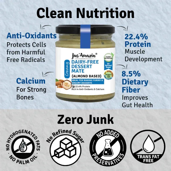 Jus Amazin 100% Natural Dairy-Free Dessert Mate (Almond Based), 200g - Orgoshops
