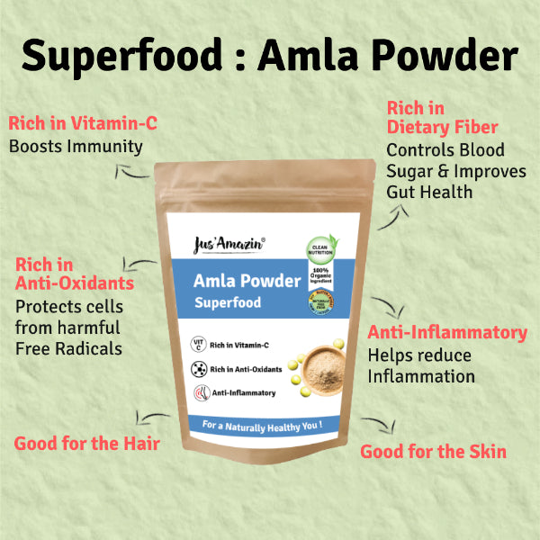 Jus Amazin Organic Amla Powder (250g) | Single Ingredients – 100% Organic Amla Powder