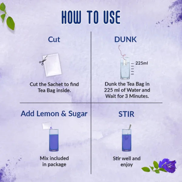 Nattfru : Blue Pea / Aparajita Tea - Natural Blue Purple Iced Tea, Cooler, Cocktails - Orgoshops