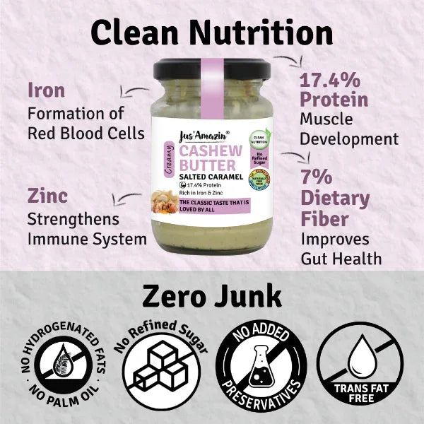 Creamy Cashew Butter – Salted Caramel (125g) | 17.5% Protein 75% Cashewnuts - Orgoshops