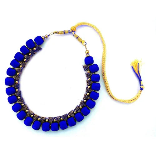 Silk Thread Fashion Necklace For Girls and Womens ( Navy Blue ) - Orgoshops