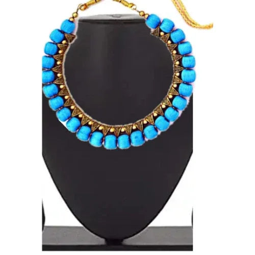 Silk Thread Fashion Necklace For Girls and Womens ( Sky Blue ) - Orgoshops