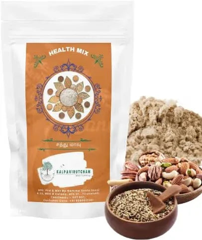Kalpavirutcham Health Mix (Sathu Maavu) | 100% Natural Multigrain Nutrition Powder | Traditional Tamil Recipe - 250 g - Orgoshops