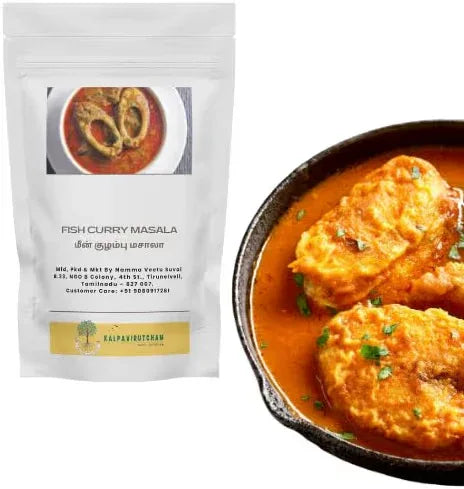 Kalpavirutcham Fish Curry Masala | South Indian Style Meen Kuzhambu Masala | Spicy Blend for Traditional Fish Gravy - 100g - Orgoshops