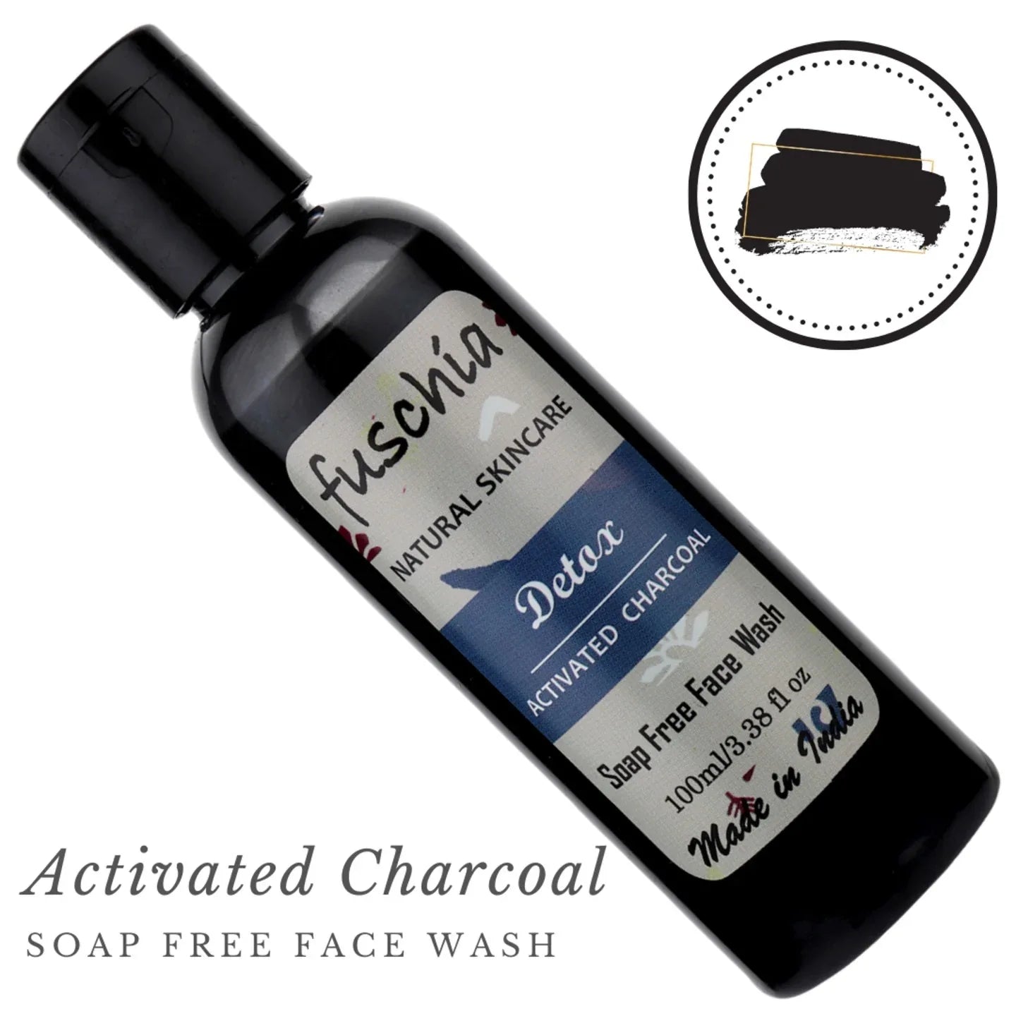 Fuschia Detox Activated Charcoal Soap Free Face Wash - 100ml - Orgoshops