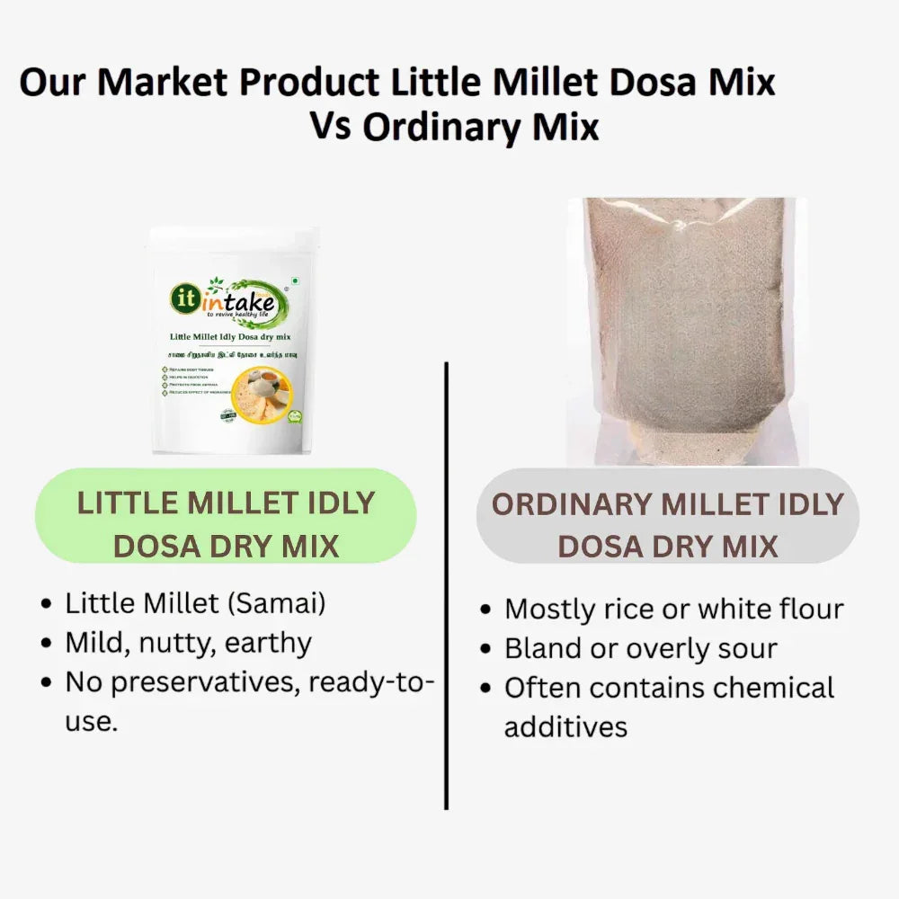 Intake Little Millet Idly Dosa Dry Mix / Saamai Mix / Millet Idly Dosa Dry Mix - 500 g - Orgoshops