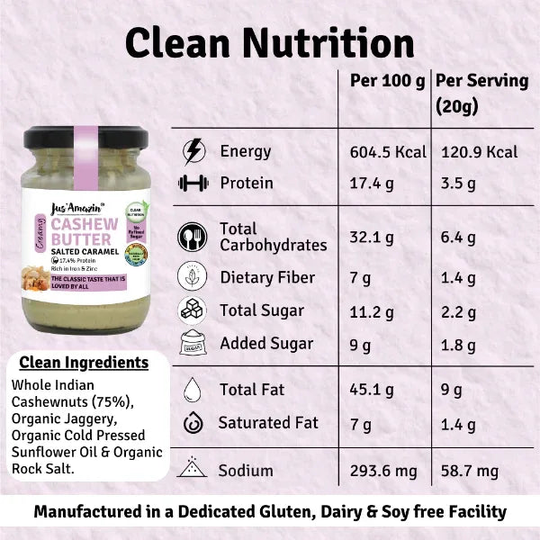 Creamy Cashew Butter – Salted Caramel (125g) | 17.5% Protein 75% Cashewnuts - Orgoshops