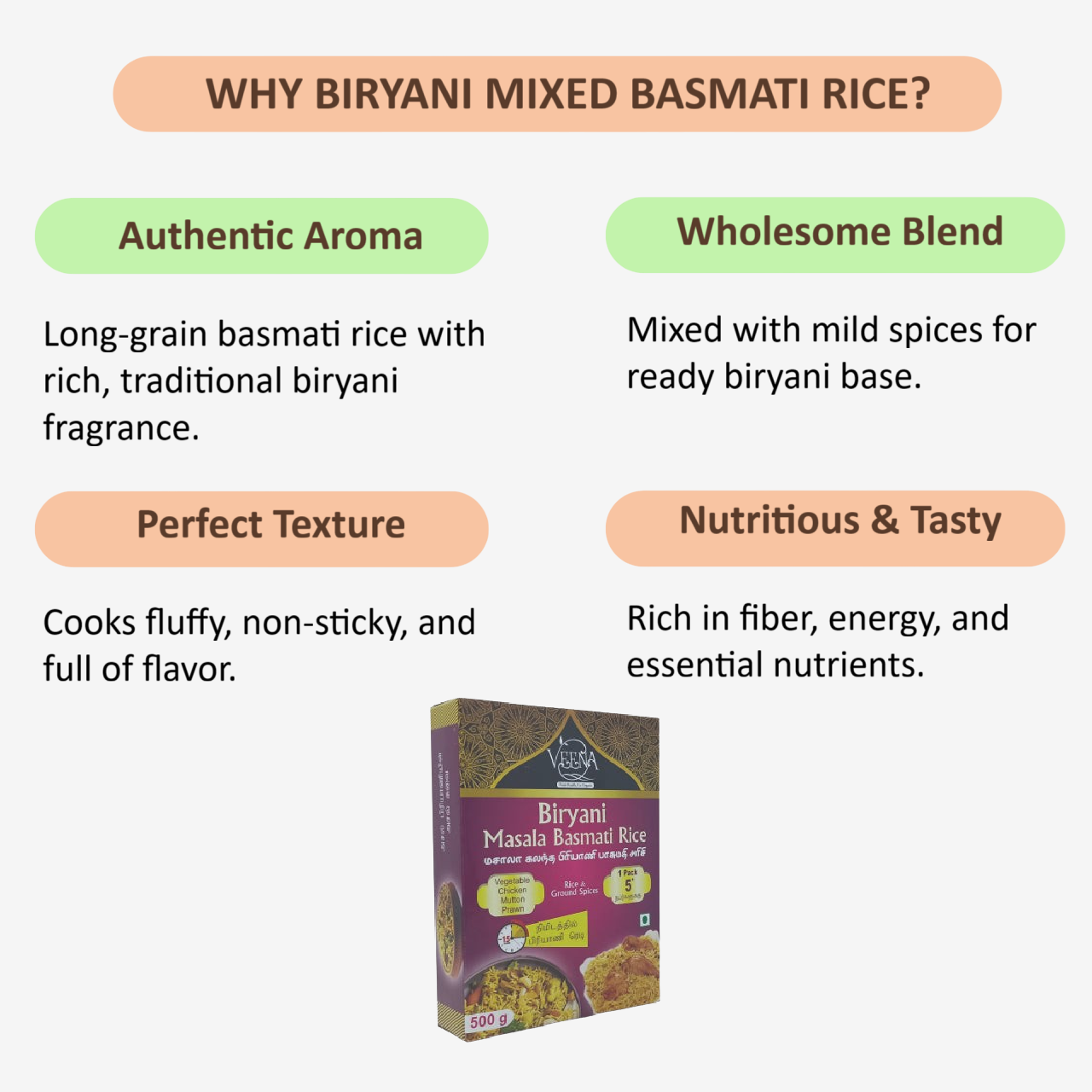 Veena Biriyani Mixed Basmati Rice - 500 g ( Pack of 2 )