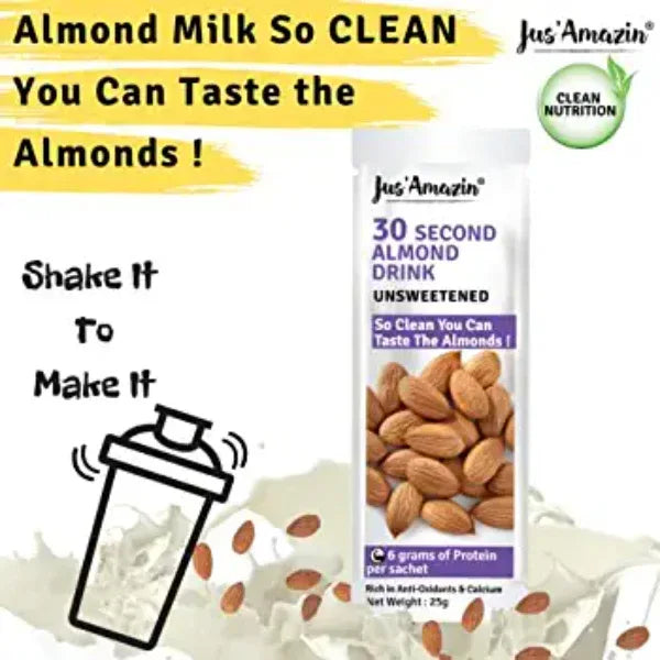 Jus Amazin 30-Second Almond Drink – Unsweetened (10X25g Sachets) - Orgoshops