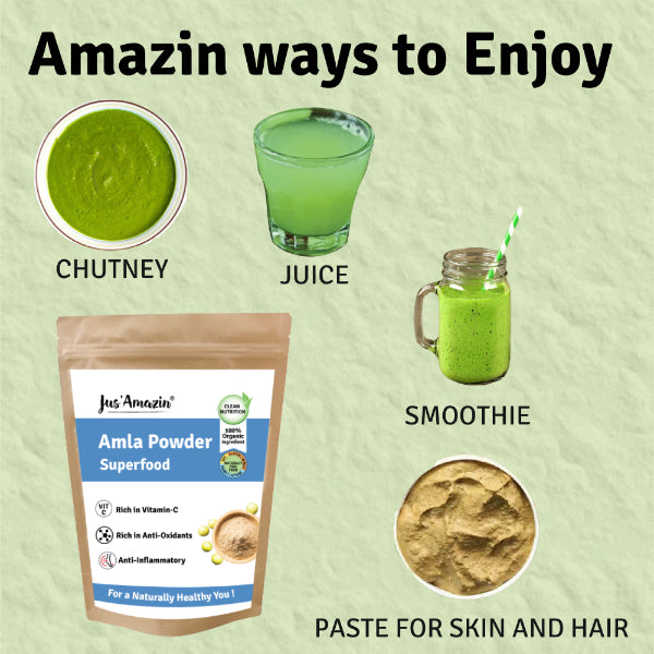 Jus Amazin Organic Amla Powder (250g) | Single Ingredients – 100% Organic Amla Powder