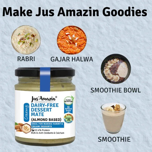 Jus Amazin 100% Natural Dairy-Free Dessert Mate (Almond Based), 200g - Orgoshops