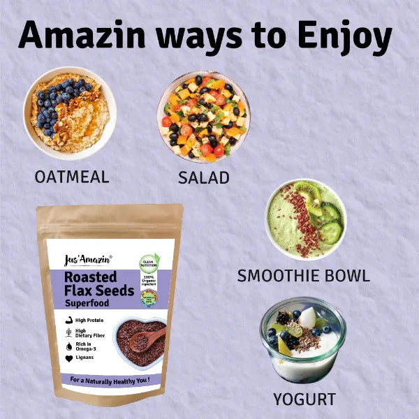 Jus Amazin Roasted 100% Organic Flax Seeds (250g) | Single Ingredient - Orgoshops