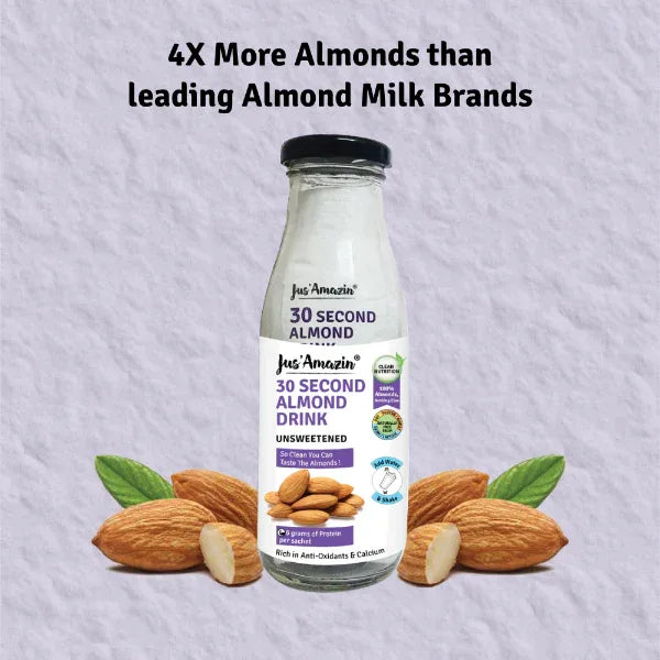 Jus Amazin 30-Second Almond Drink - Unsweetened (5X25g Sachets) - Orgoshops