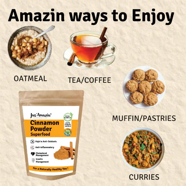 Jus Amazin 100% Organic Cinnamon Powder (75g) | Single Ingredient - Orgoshops