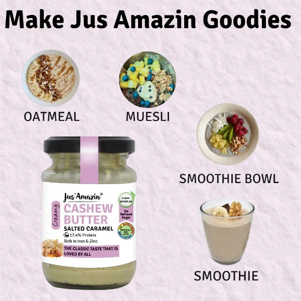 Creamy Cashew Butter – Salted Caramel (125g) | 17.5% Protein 75% Cashewnuts - Orgoshops