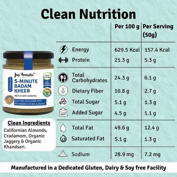 Jus Amazin 5-Minute Badam Kheer (200g) | Only 4 Ingredients, 100% Natural - Orgoshops