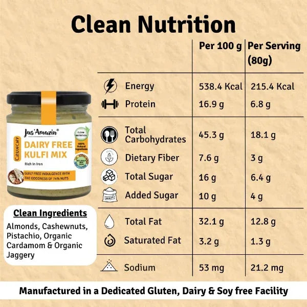 Jus Amazin Dairy-Free Kulfi Mix (200g) | Only 5 Ingredients, 100% Natural | Clean Nutrition - Orgoshops