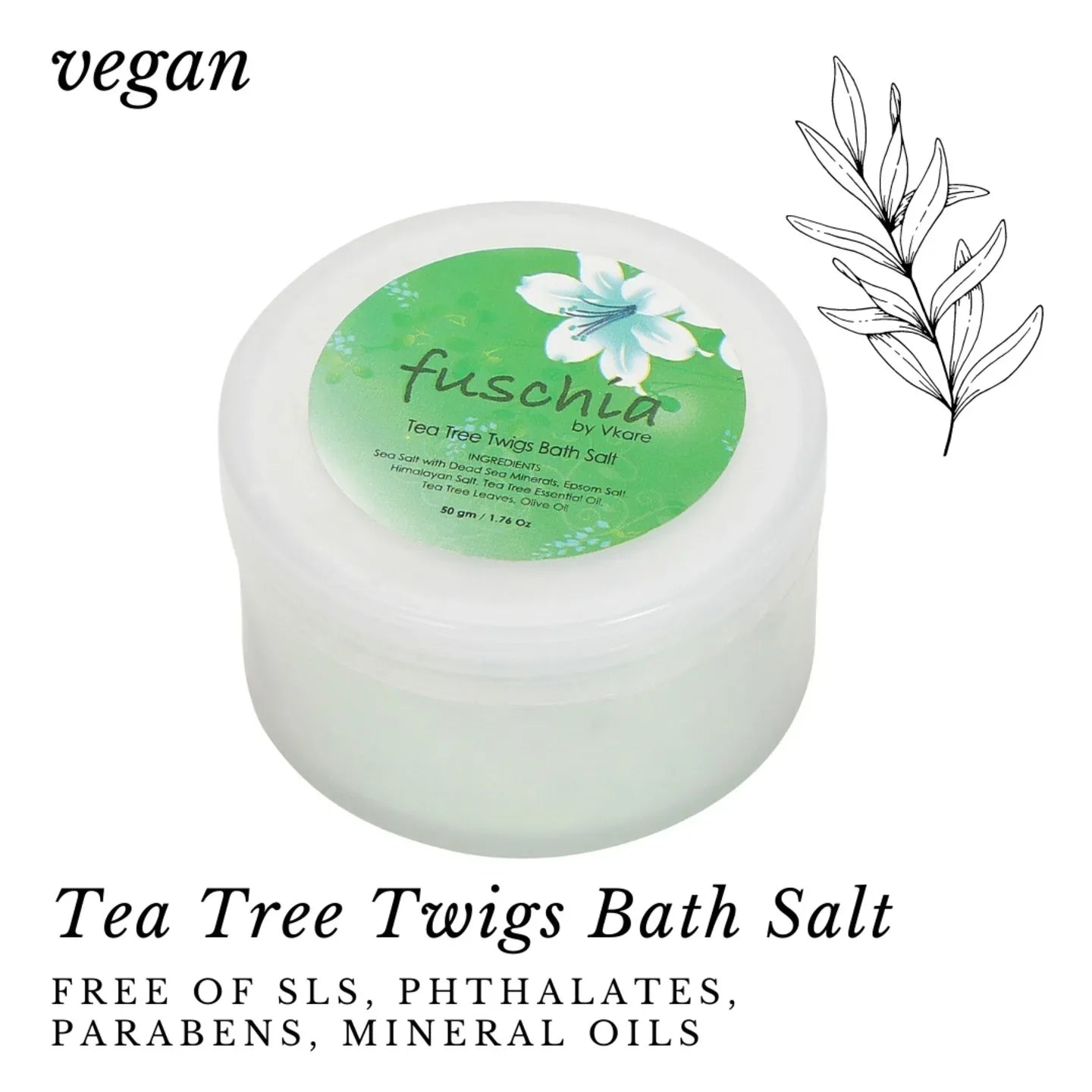 Fuschia - Tea Tree Twigs Bath salt- 50 gms - Orgoshops