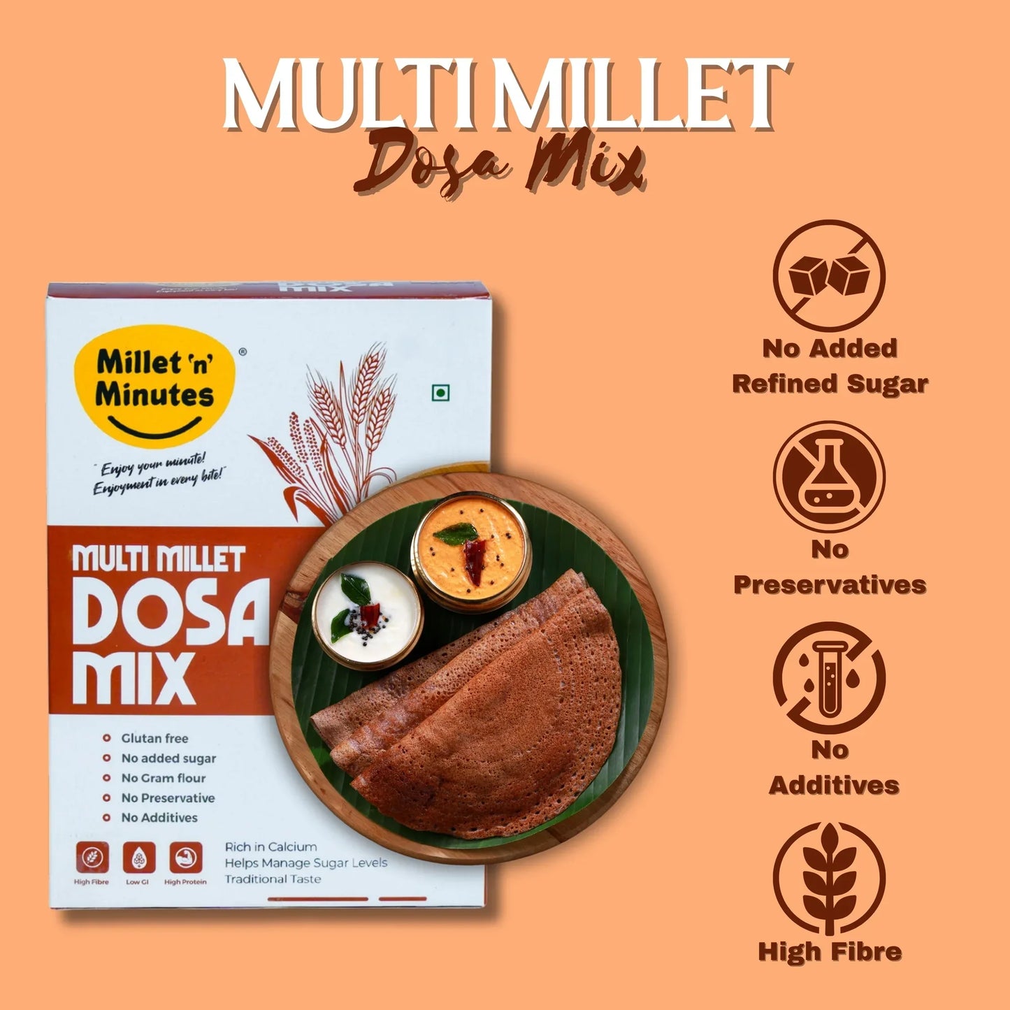 Millet 'n' Minutes Multi Millet Dosa Mix - 500 g - Orgoshops
