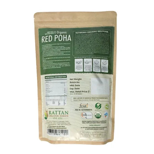 Nutriorgo Certified Organic Red Poha - 1kg - Orgoshops