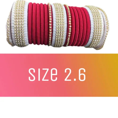 Party wear Bangles for Womens and Girls (2.6 size) Red and White - Orgoshops