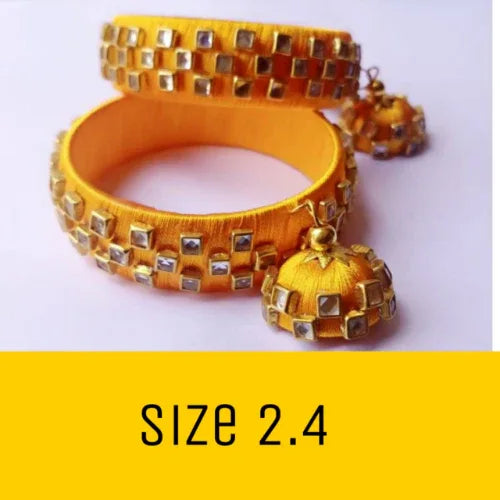 Party wear Stylish Bangles for Womens and Girls (2.4 size) Yellow - Orgoshops
