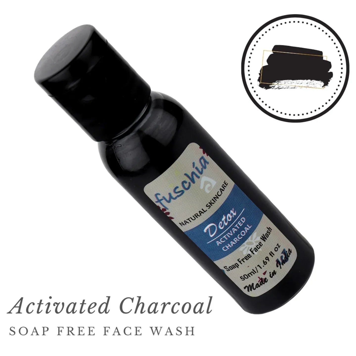Fuschia Detox Activated Charcoal Soap Free Face Wash - 50ml - Orgoshops