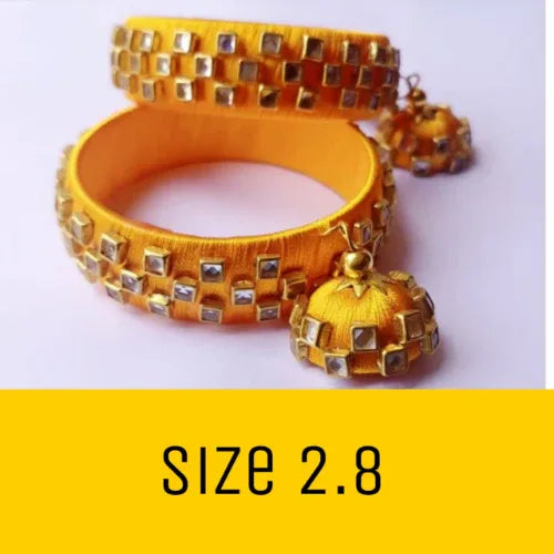 Party wear Stylish Bangles for Womens and Girls (2.8 size) Yellow - Orgoshops