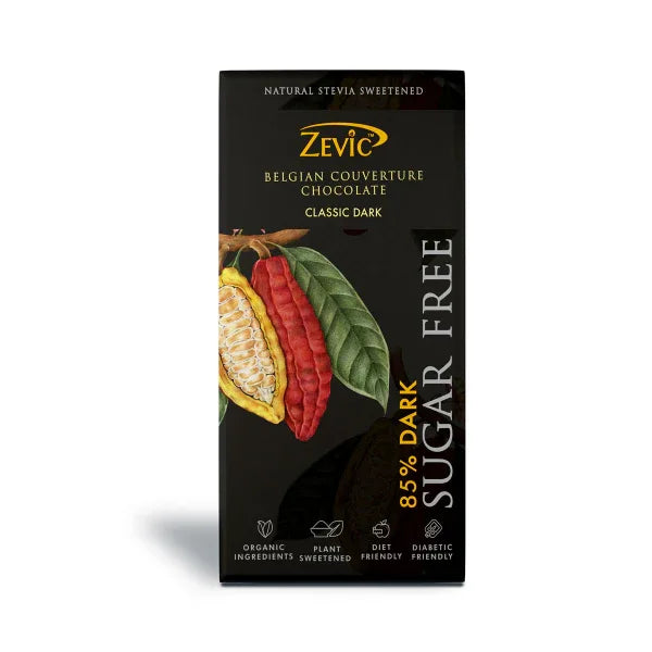 Zevic 85% Dark Belgian Couverture Chocolate 90 gm - Orgoshops