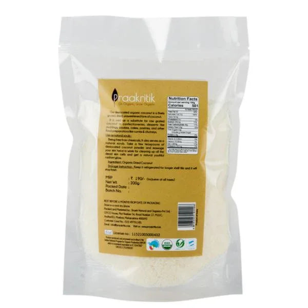 Praakritik Organic Dessicated Coconut-200g - Orgoshops