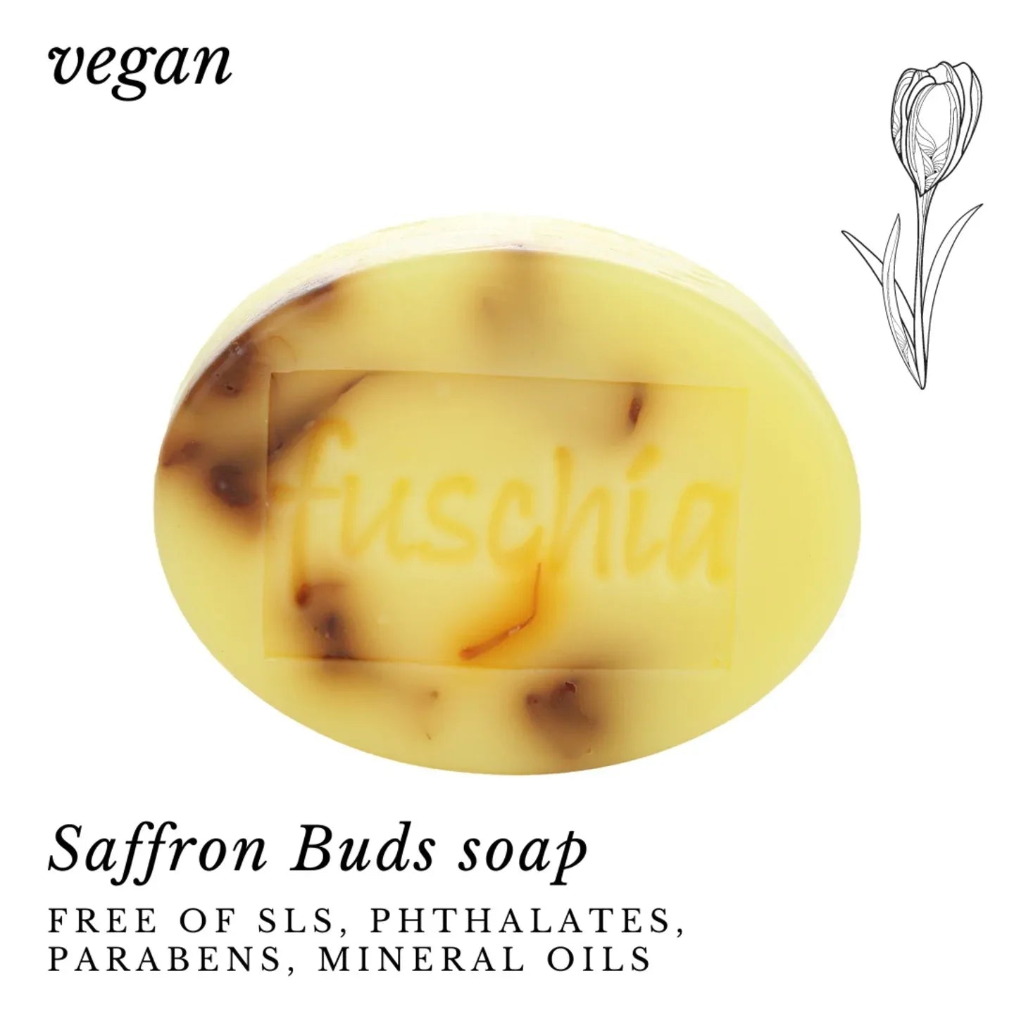 Fuschia - Saffron Buds Natural Handmade Herbal Soap - 100g - Orgoshops