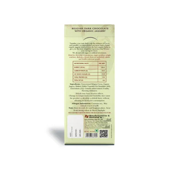 Zevic Chocolate with Organic Jaggery 40 gm - Orgoshops