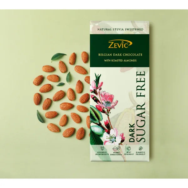 Zevic Stevia Chocolate with Roasted Almonds 40 gm - Orgoshops