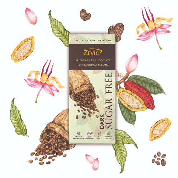 Zevic Stevia Chocolate with Roasted Coffee Beans 40 gm - Orgoshops