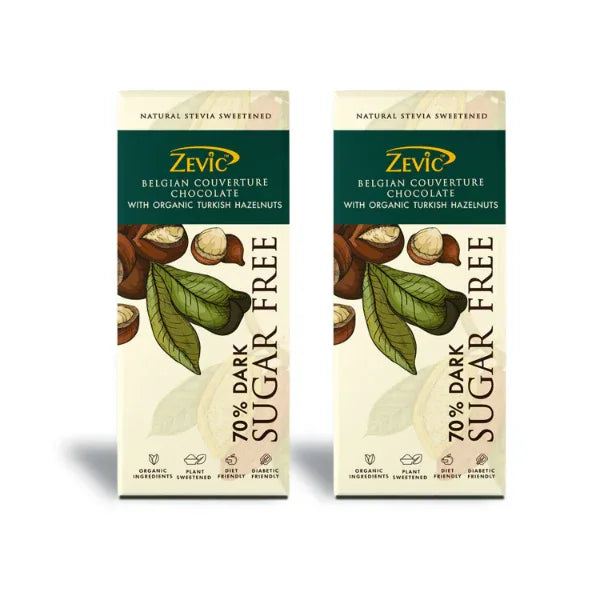 70% Dark Belgian CON with Organic Turkish Hazelnuts 90 gm - Orgoshops
