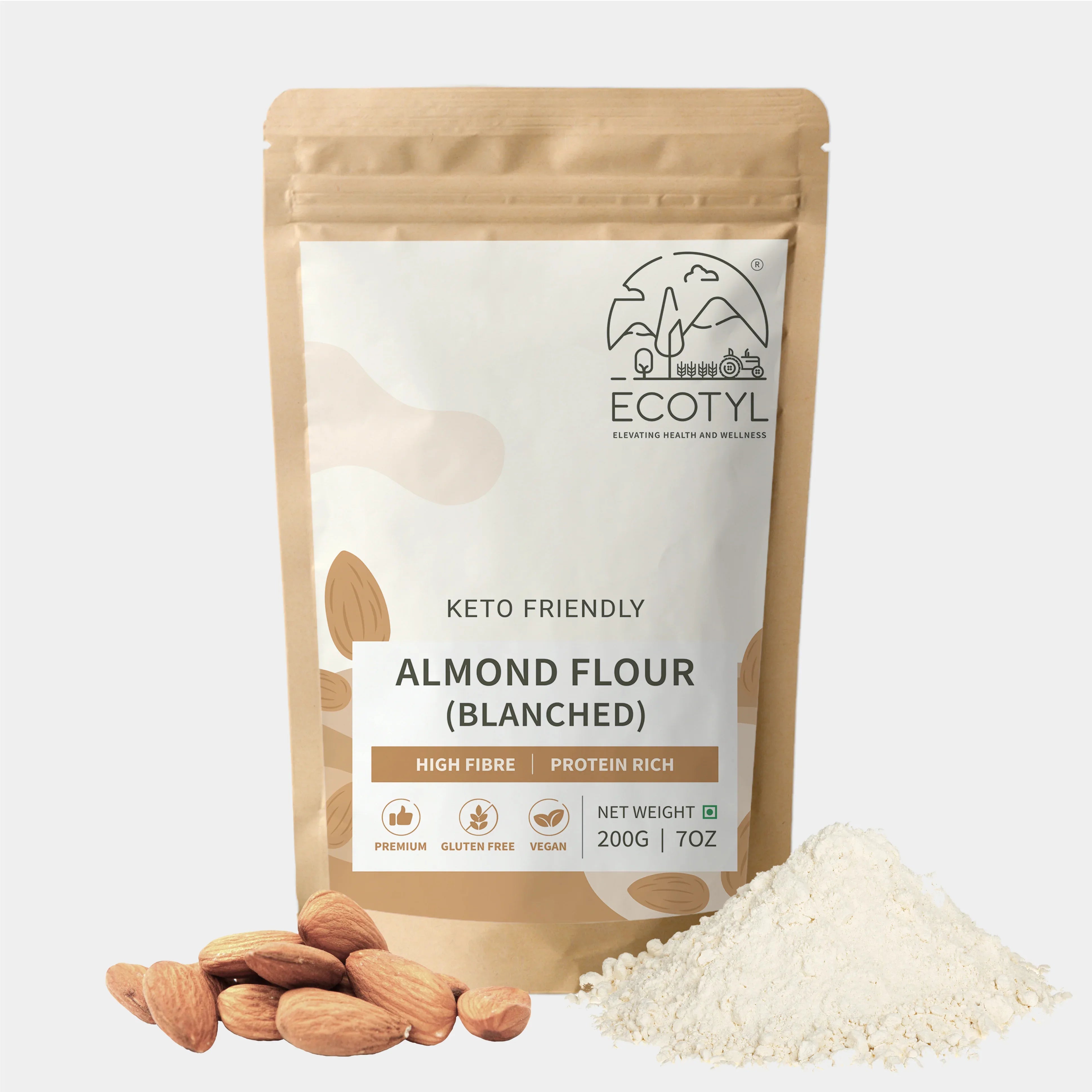 Ecotyl Almond Flour (Blanched) | Gluten Free | Keto Friendly - 200g - Orgoshops