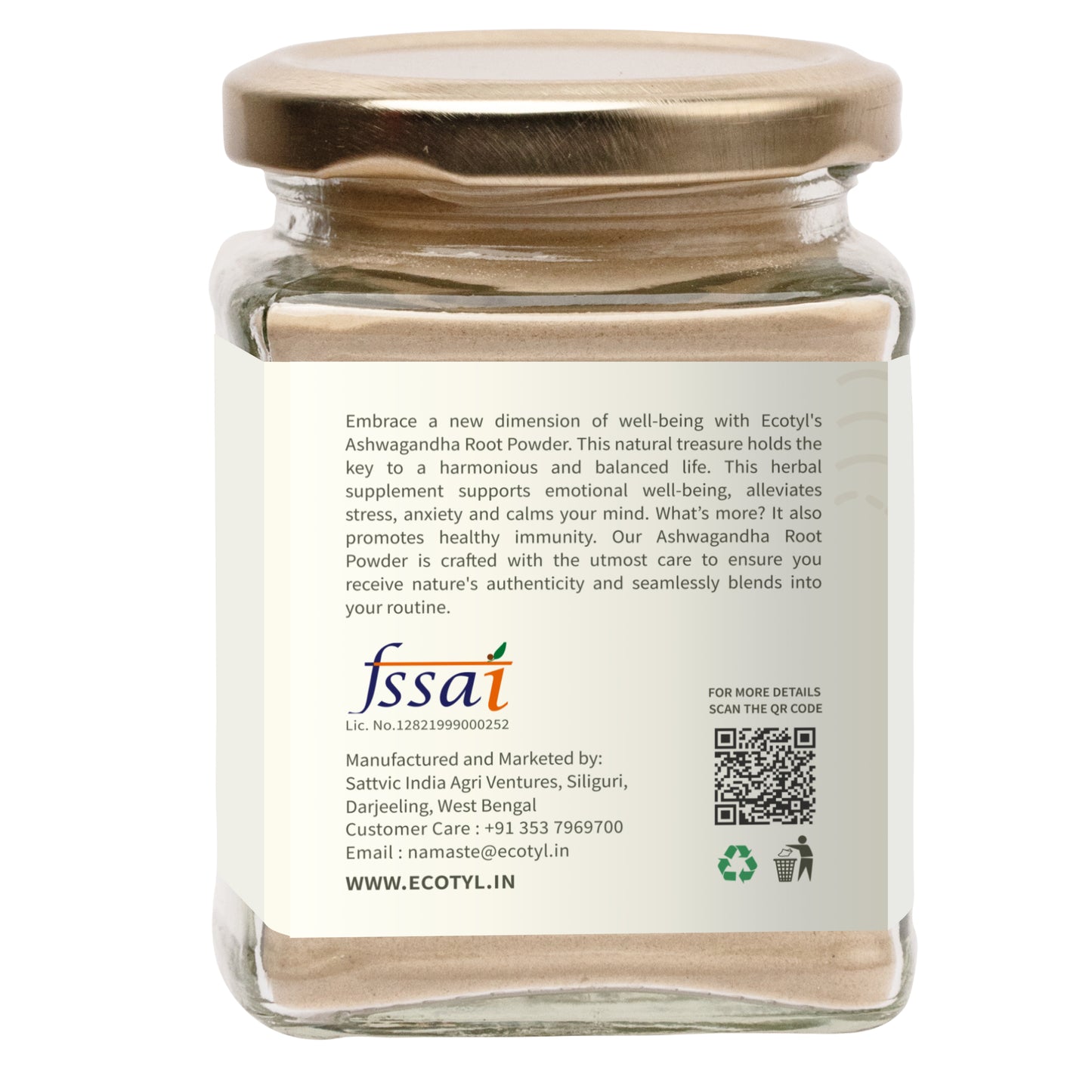 Ecotyl Ashwagandha Root Powder | Energy Booster - 100g