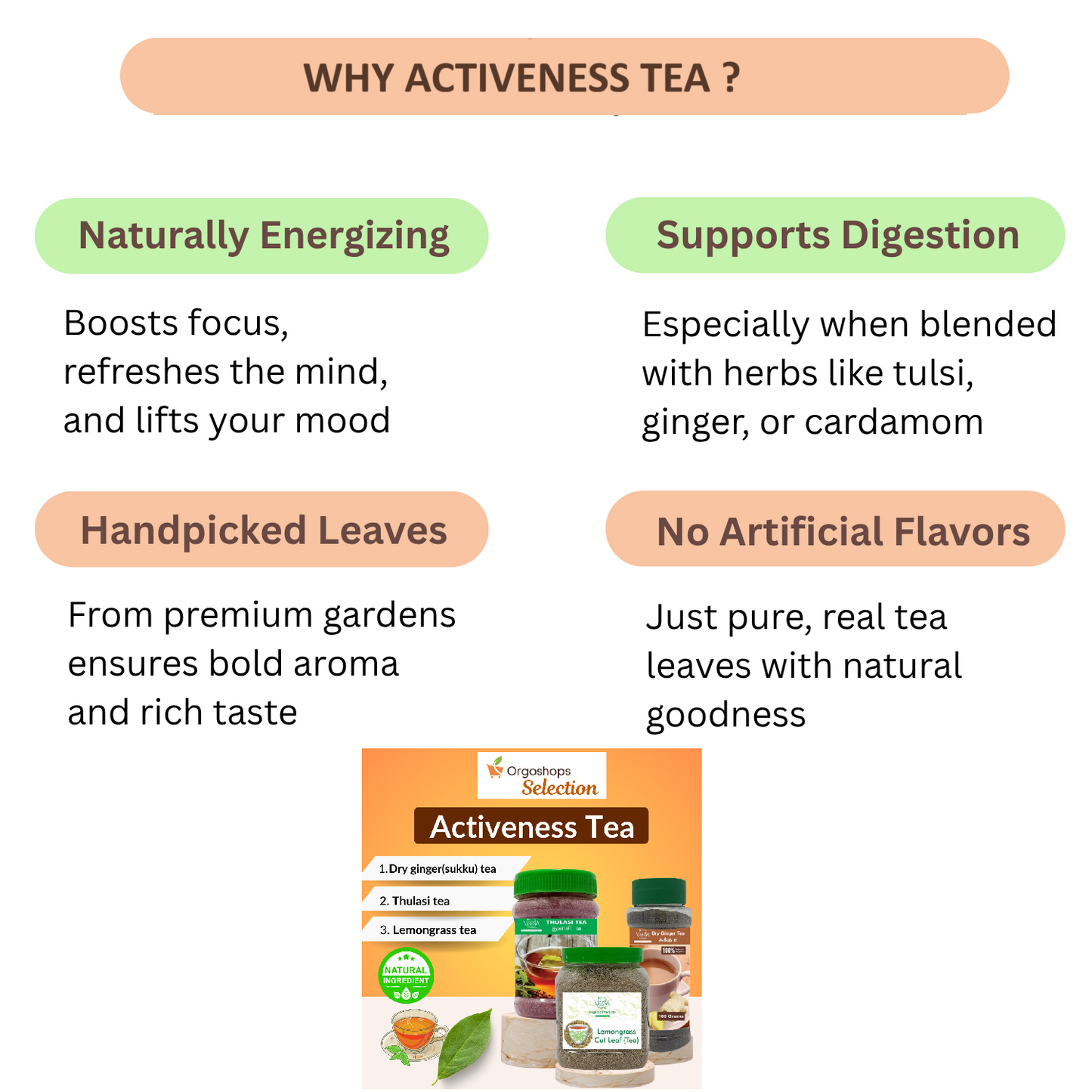 Activeness for Study & work Tea Collections T14 | Combos 3 Products box 265 grams | Veena products