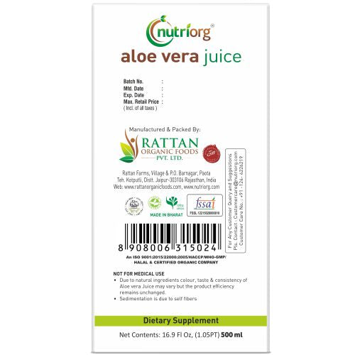 Nutriorg Aloevera Juice - 500ml