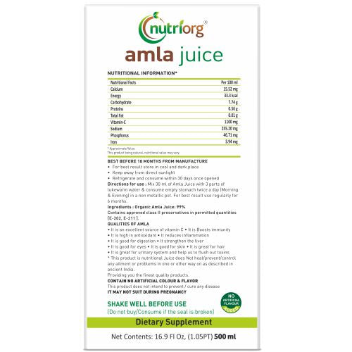 Nutriorg Amla Juice - 500ml