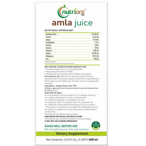 Nutriorg Amla Juice - 500ml - Orgoshops