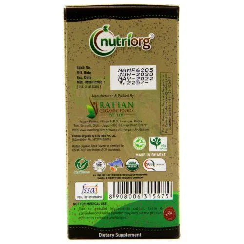 Nutriorg Certified Organic Amla Powder - 100g ( Pack of 3) - Orgoshops