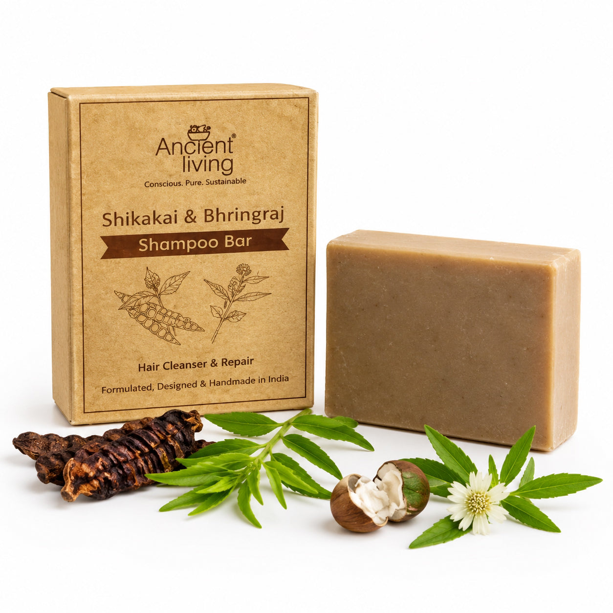 Ancient Living Shikakai and Bhringraj Shampoo Bar - 100 G