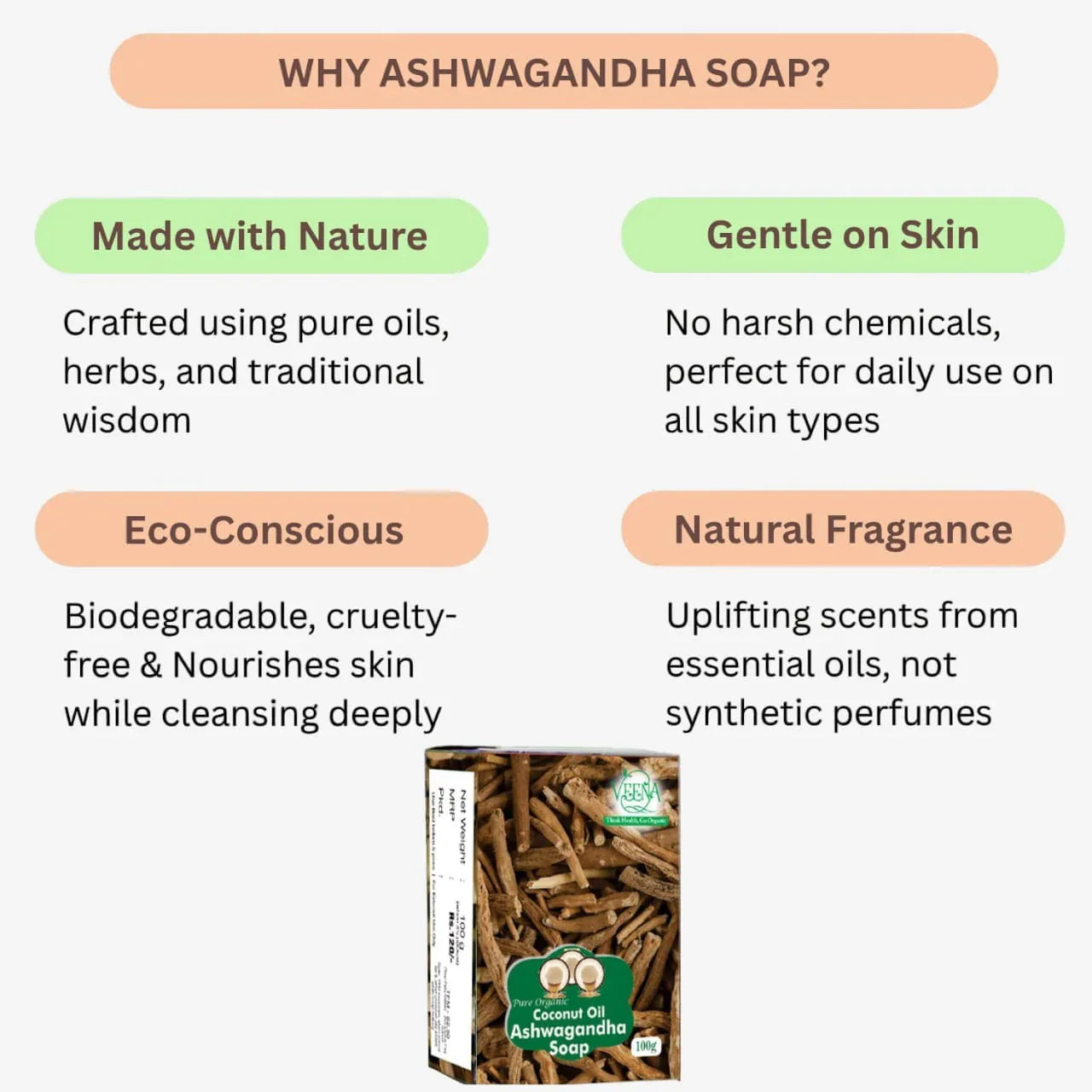 Veena Aswagandha Soap - 100 g ( Pack of 2 ) - Orgoshops