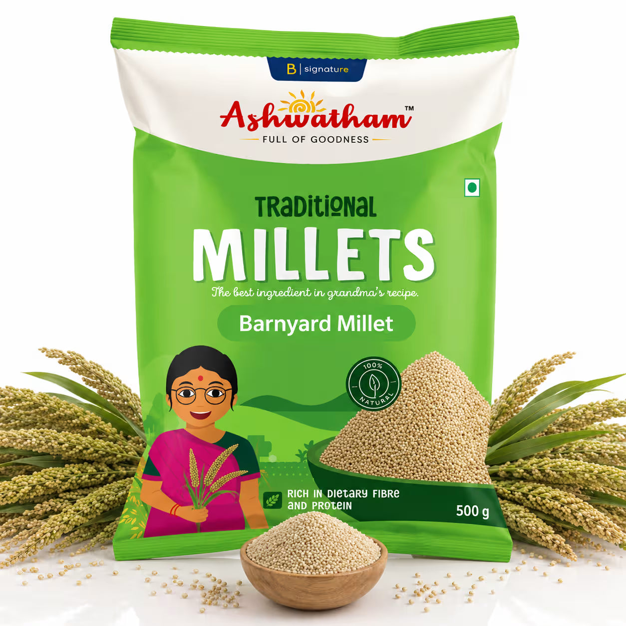 Ashwatham Barnyard Millet / Millet / Kuthiraivalli Millet - 500 g