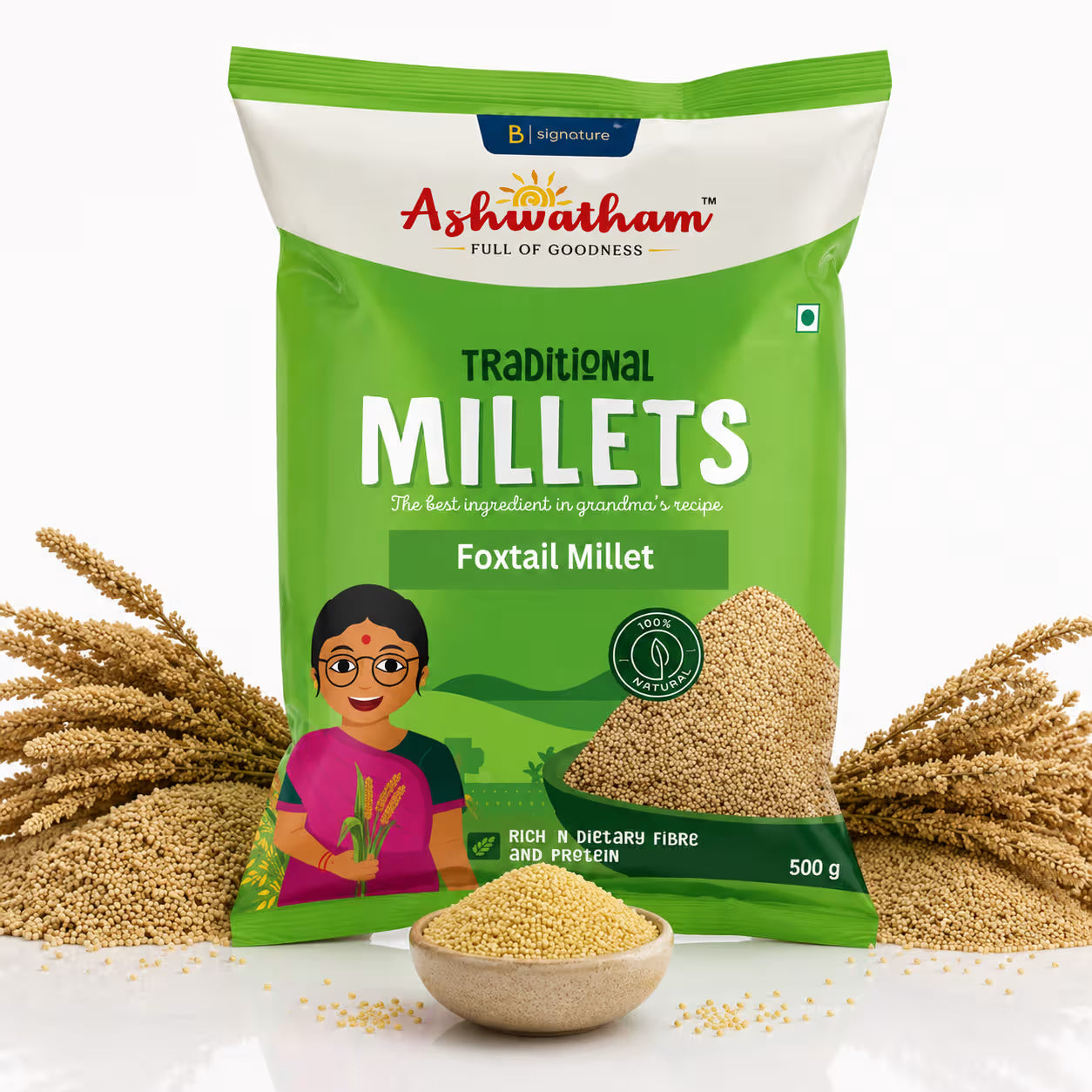Ashwatham Foxtail Millet / Millet / Thinai - 500 g