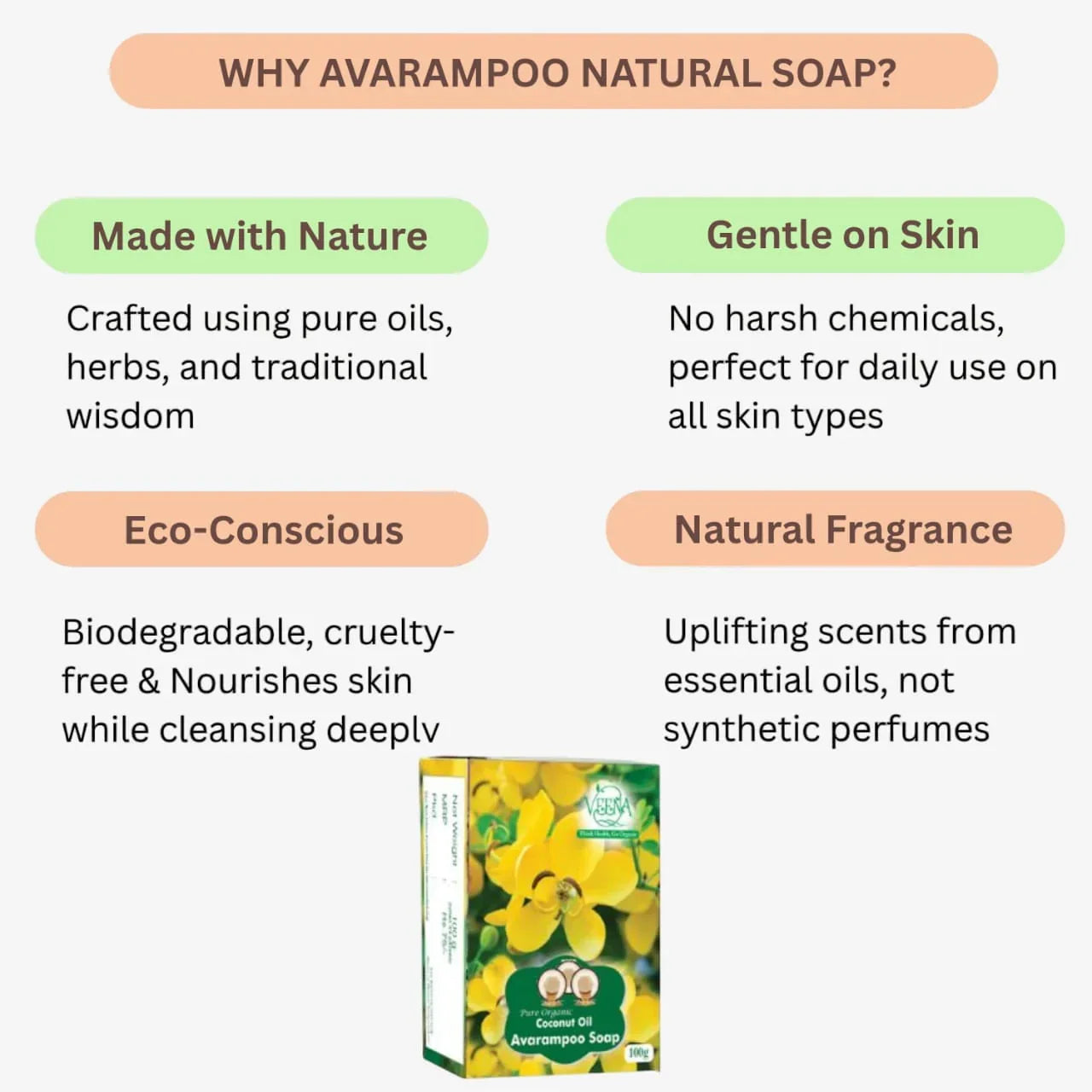 Veena Avarampoo Natural Soap - 100g ( Pack of 3) - Orgoshops